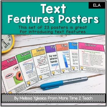 Preview of Nonfiction Text Feature Posters {23 colorful + kid-friendly posters}