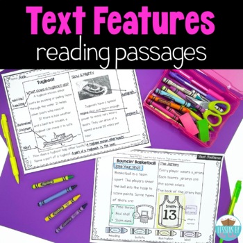 Preview of Nonfiction Text Features Reading Passages Worksheets & Digital Slides