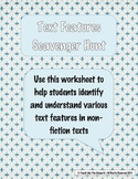 Text Features Scavenger Hunt Printable
