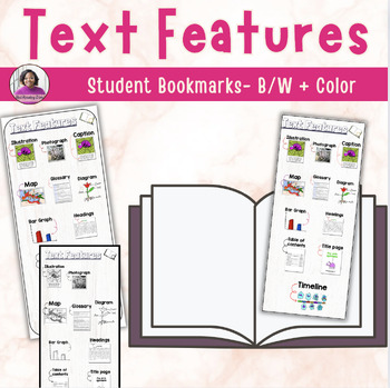 Preview of Text Features Student Bookmarks | Easy Reference | Picture Examples | Notebook
