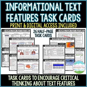 Preview of Text Features Task Cards | Informational Text