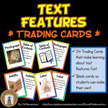 Preview of Text Features Trading Cards