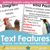 Text Features (lesson,vocabulary, test prep, animal report