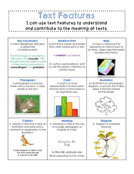 Preview of Text Features poster informational text common core printable