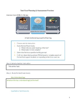 Preview of Text First Planning Professional Development - Note Catcher