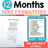 Text Formatting Activities for the 12 Months | Typing Practice