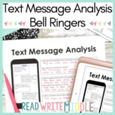 Text Message Analysis Bell Ringers Printable & Digital