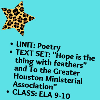 Preview of Text Set: Poetry- RL.9-10.7 Mediums/Genre & "Hope is the thing" (EDITABLE)