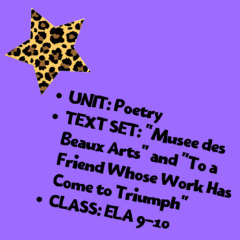 Preview of Text Set: Poetry- RL.9-10.2 Theme and "Musee des Beaux Arts" (EDITABLE)
