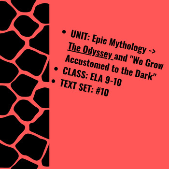 Preview of Text Set: The Odyssey & "We Grow Accustomed to the Dark" (EDITABLE)