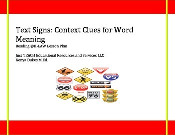 Preview of Text Signs:Context Clues for Word Meaning Lesson Plan