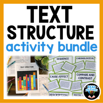 Preview of Text Structure Task Cards and Activity Bundle Color by Number + Scavenger Hunt