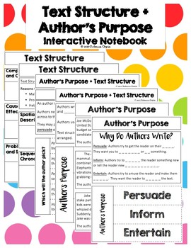 Preview of Text Structure + Author's Purpose - Interactive Notebook