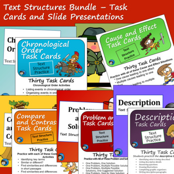 Preview of Text Structure Bundle - Slide Presentations and Task Cards