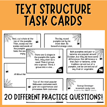 Preview of Text Structure Center Task Cards | 4th | 5th Grade  | Reading | Halloween | Fall