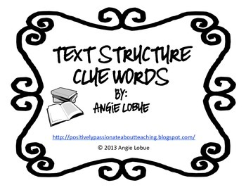 Preview of Text Structure: Clue/Signal Words Resource