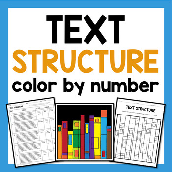Preview of Text Structure Worksheets Color by Number ELA Text Structure Passages Activity