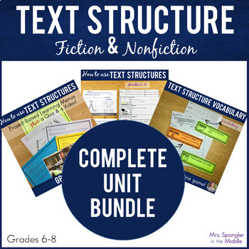 Preview of Text Structure Activities Unit - Vocab, Guided Notes, Practice, Quiz