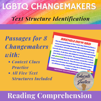 Preview of PRIDE Month Activity - LGBTQ Reading Comprehension Task Cards