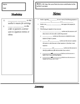 Preview of Text Structure Cornell Notes