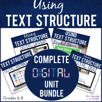 Preview of Text Structure DIGITAL Bundle - Vocabulary, Guided Notes, Practice Game, Quiz