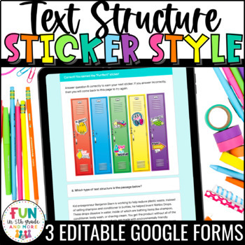 Preview of Text Structure Digital Activity Sticker Style | For Use with Google Forms