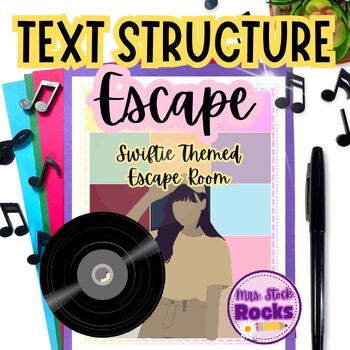 Preview of Text Structure Escape Room, Taylor Swift Themed