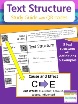 Preview of Text Structure Study Guide with QR Codes