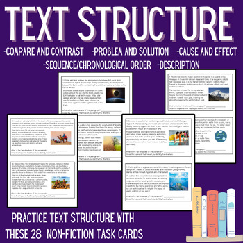 Preview of Text Structure- Identify the Structure of an Information Text- Task Cards