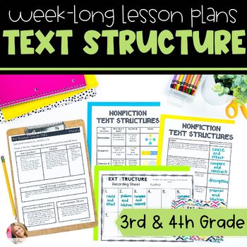 Preview of Nonfiction Text Structure - Task Cards, Passages, Lesson Plans, and More