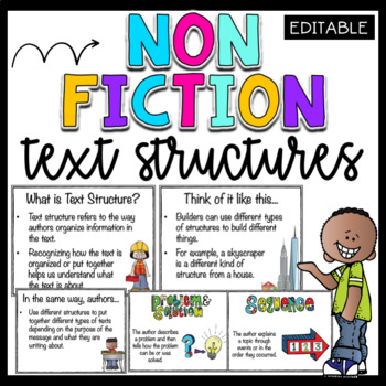 Preview of Nonfiction Text Structure Posters - Graphic Organizer - Slideshow