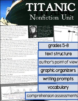 Preview of Text Structure Passages & Nonfiction Reading Comprehension - Titanic