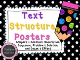 Text Structure Posters ~ Black & White Polka Dots