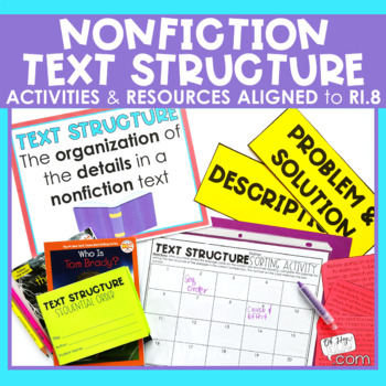 Preview of Nonfiction Text Structure Printables | Nonfiction Text Structure Unit RI.3.8