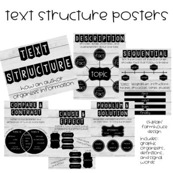 Preview of Text Structure Posters, Shiplap/Farmhouse Design