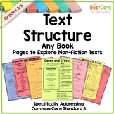 Text Structure Worksheets Graphic Organizers for Any Book