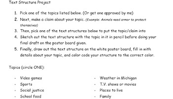 Preview of Text Structure Project (For Any Text)