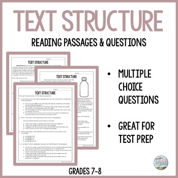 Preview of Text Structure Reading Comprehension Passages and Questions Printable & Digital