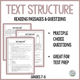 Text Structure Reading Comprehension Passages and Question