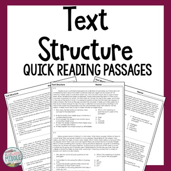 Preview of Text Structure Reading Comprehension Passages and Questions Quick Reads