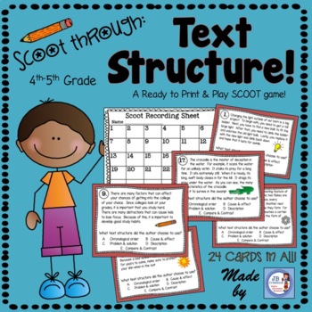 Preview of Text Structure Scoot Task Card Review Game (4th-5th grade)