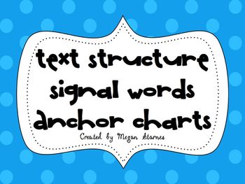 Preview of Text Structure Signal Words Anchor Charts