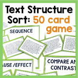 Text Structure Task Cards Sort Activity : 50 Card Sorting Game