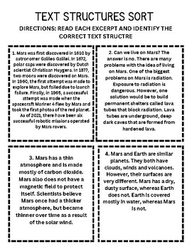 Preview of Text Structure Sort for Upper Elementary