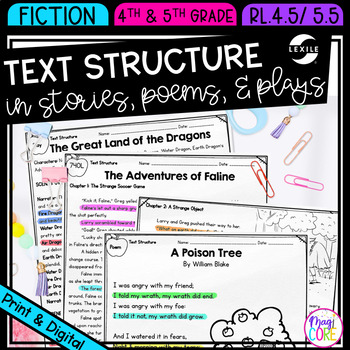 Preview of Text Structure Fiction Poems Prose Drama Stories Reading Passages RL.4.5 RL.5.5