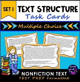 Preview of Nonfiction Text Structure Task Cards Set 1 for Reading Test Prep