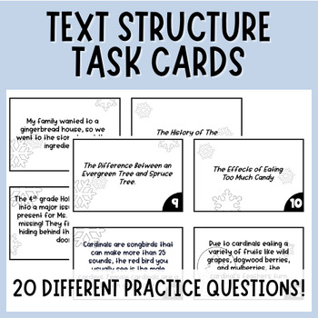 Preview of Text Structure Task Cards | 4th | 5th Grade  | Reading | Christmas | Winter