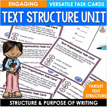 Preview of Text Structure Task Cards - ELA Test Prep Activity