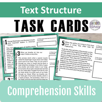 Preview of Text Structure Task Cards | Grades 4-5 | Identify and Analyze Text Structure