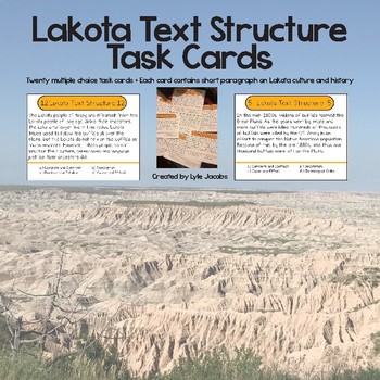 Preview of Text Structure Task Cards - Native American Culture